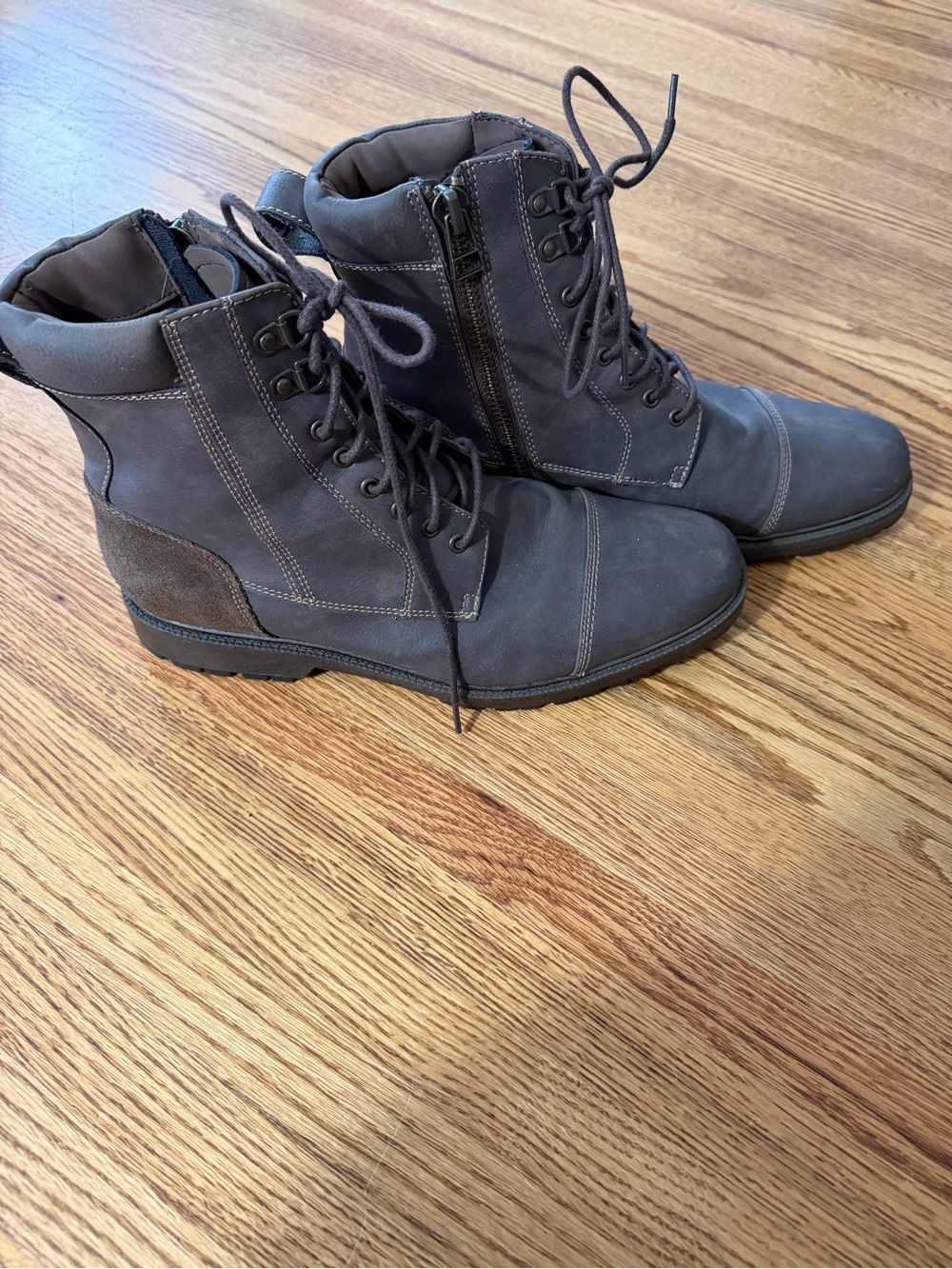 Dockers Men's Charcoal Lace-Up Side-Zip Combat Boots - Picture 2 of 7